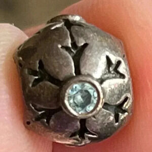 Authentic Snowflake Pandora Charm with blue stone RARE RETIRED